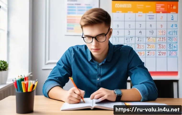감정평가사 실기 시험 준비 팁 - A modern study room scene featuring a young Russian student preparing for a real estate appraisal ex...