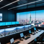 감정평가사의 부동산 시장 리포트 작성 - A futuristic urban real estate market analysis scene in Moscow: a digital control room with large tr...
