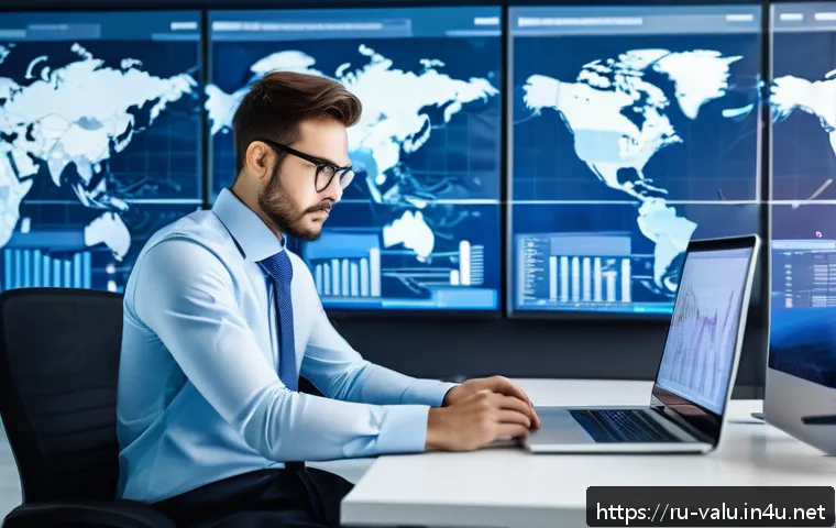 감정평가사의 해외 진출 가능성 - A professional real estate appraiser at work in a modern international office, surrounded by multipl...