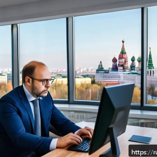 감정평가사로서 경력을 쌓는 방법 - A professional real estate appraiser at work in a modern Russian office, surrounded by dual computer...