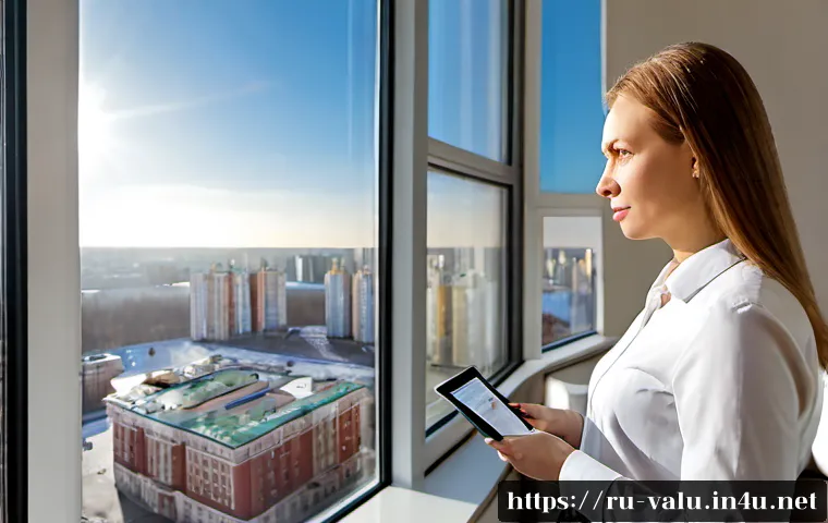 Home 17 감정평가사의 부동산 유형별 평가 기술 - Photorealistic real estate appraiser inspecting a modern Moscow apartment, measuring bright sunlit r...